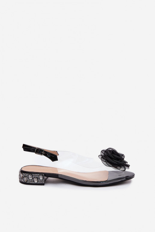 Dames transparante sandalen met rozen D&A MR61-9003 zwart