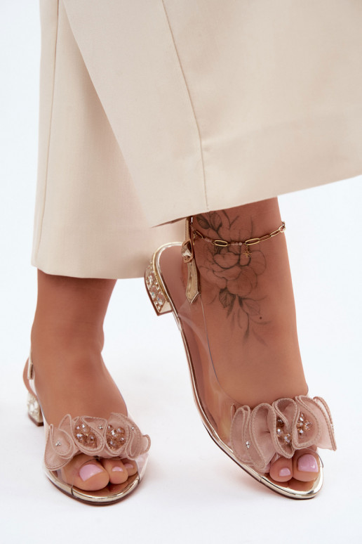 Dames transparante sandalen met sprankelende steentjes D&A MR61-9002 goud