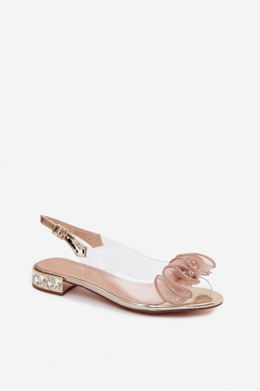 Dames transparante sandalen met sprankelende steentjes D&A MR61-9002 goud