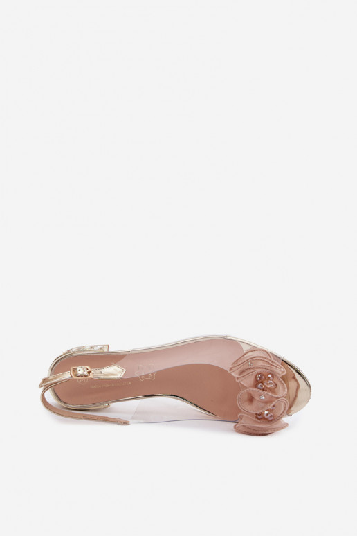 Dames transparante sandalen met sprankelende steentjes D&A MR61-9002 goud