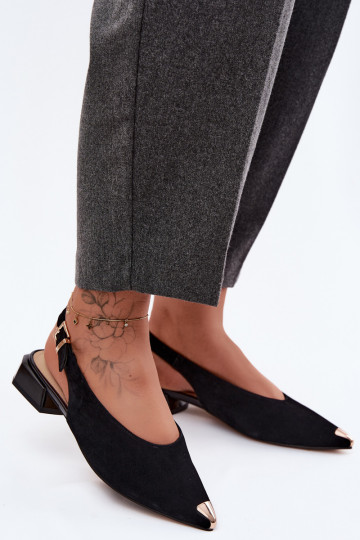 Dames suède sandalen op lage hakken D&A CR61-3050 zwart
