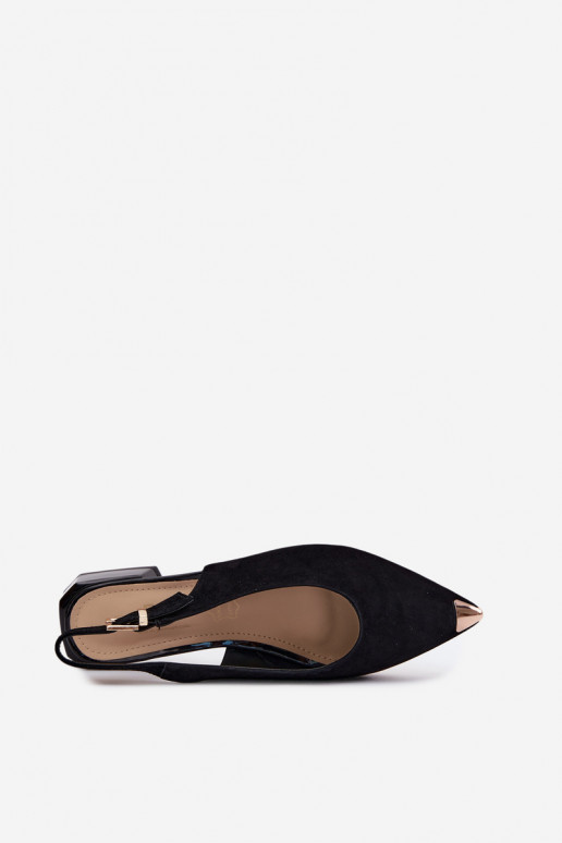 Dames suède sandalen op lage hakken D&A CR61-3050 zwart