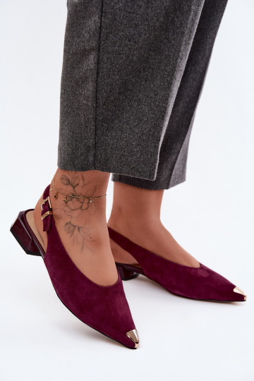 Leer Suède damessandalen Op een lage hak D&A CR61-3050 bordeaux 2