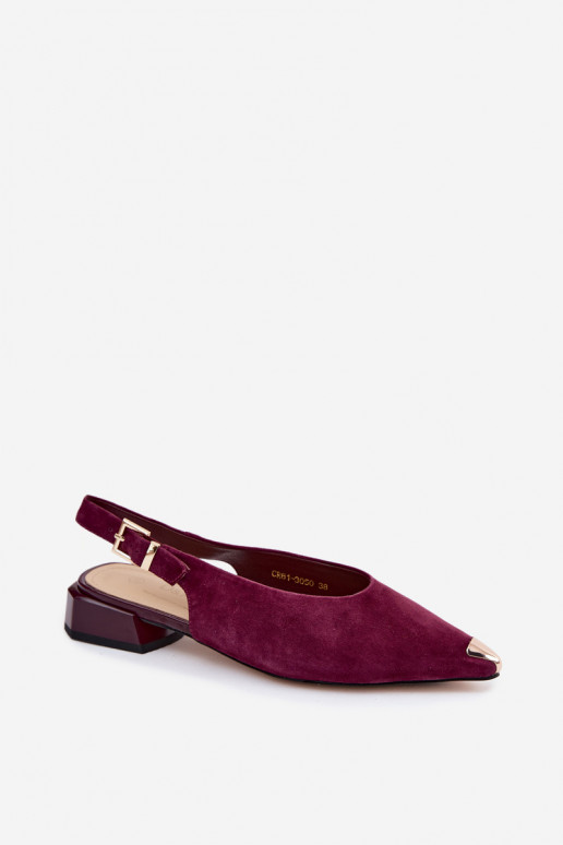 Leer Suède damessandalen Op een lage hak D&A CR61-3050 bordeaux