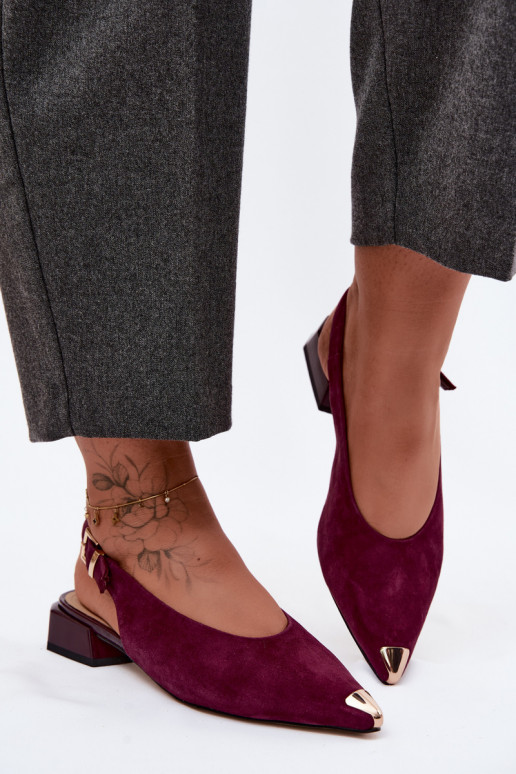 Dames suède sandalen op lage hakken D&A CR61-3050 bordeaux