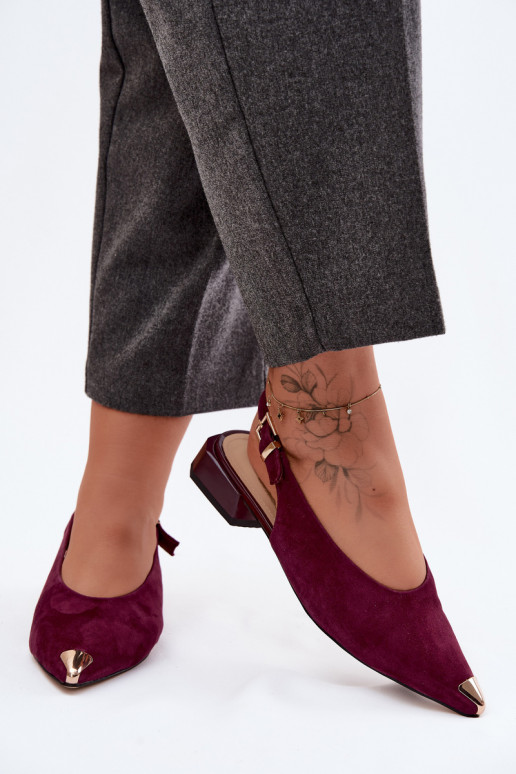 Dames suède sandalen op lage hakken D&A CR61-3050 bordeaux