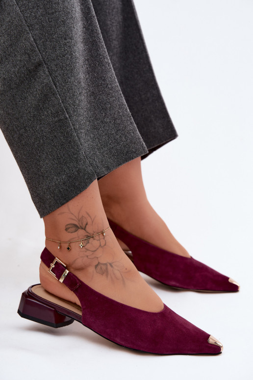 Dames suède sandalen op lage hakken D&A CR61-3050 bordeaux