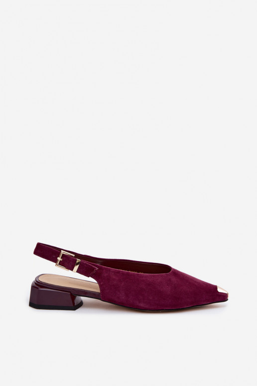Dames suède sandalen op lage hakken D&A CR61-3050 bordeaux