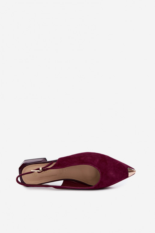 Dames suède sandalen op lage hakken D&A CR61-3050 bordeaux