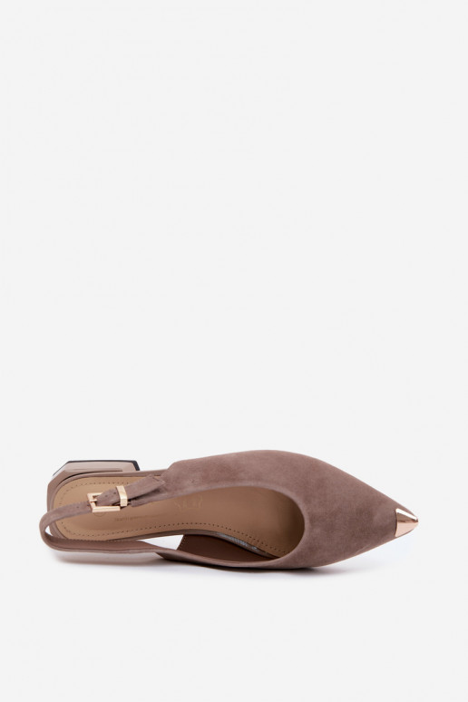 Dames suède sandalen op lage hakken D&A CR61-3050 zand