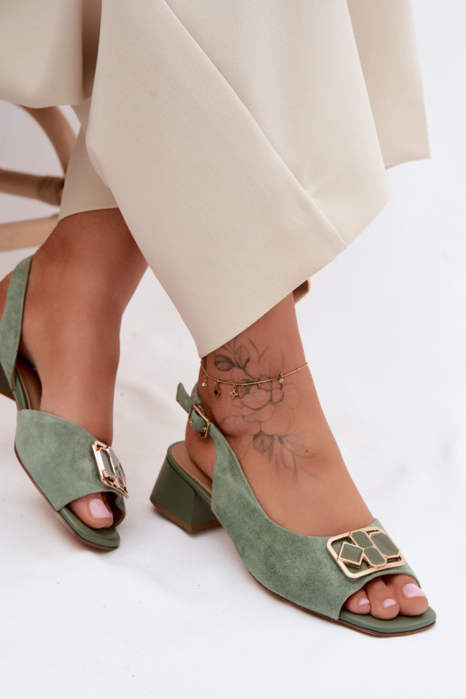 Elegante stijl sandalenOpturalnego van suèdeu met hakken D&A CE61-3127 groene kleur