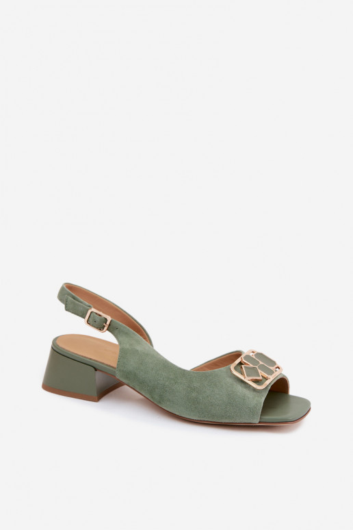 Elegante sandalen met hak in groene faux suede