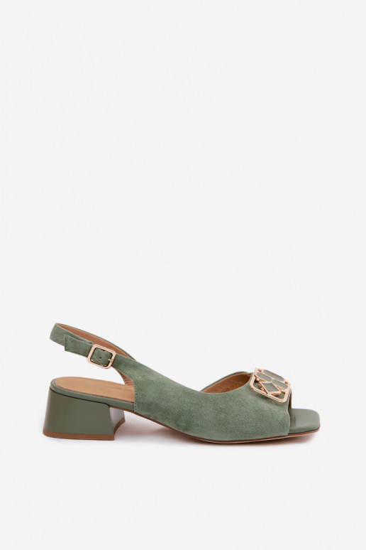 Elegante sandalen met hak in groene faux suede