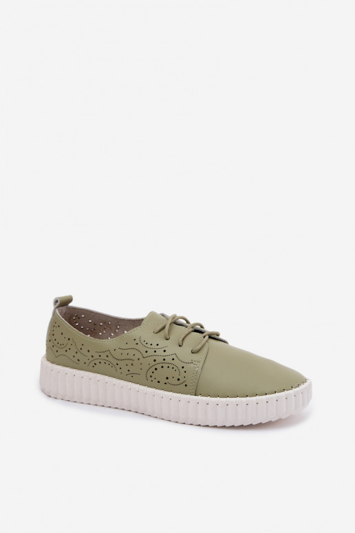 Schoenen met kantdetails in groene Pearla