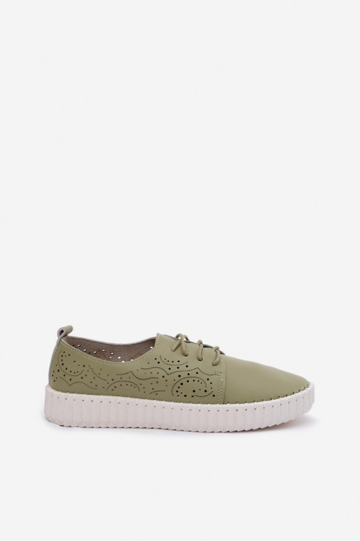 Schoenen met kantdetails in groene Pearla