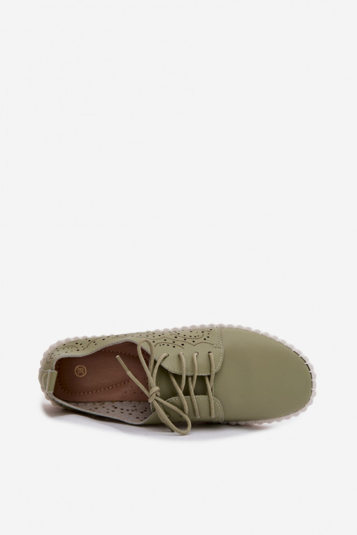Schoenen met kantdetails in groene Pearla