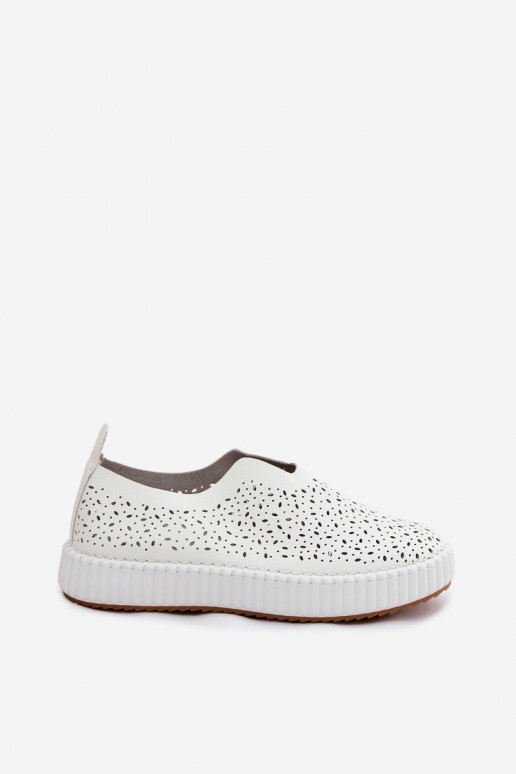 Instap schoenen met kantdetails en platform in wit Glamma