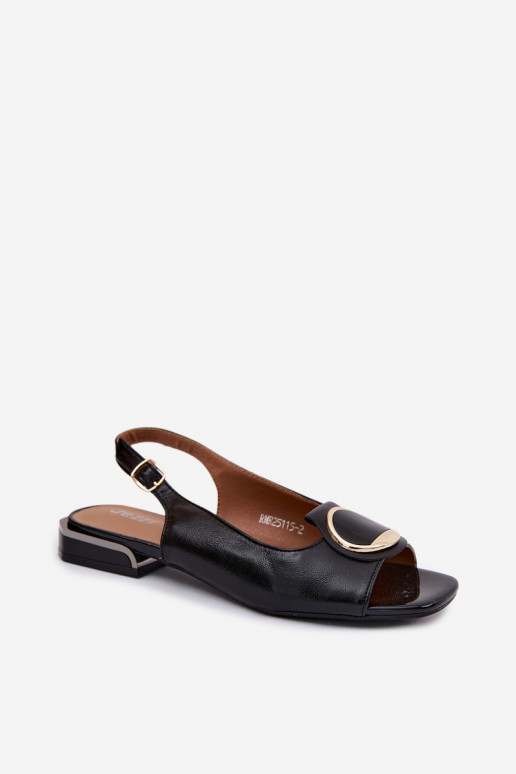 Sandalen met brede hakken en ornamenten in zwart Glima