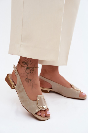 Dames sandalen met brede hakken met ornamenten gouden kleur Glima 2