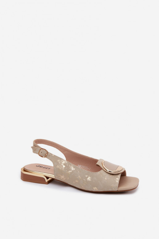 Sandalen met brede hakken en ornamenten in goud Glima