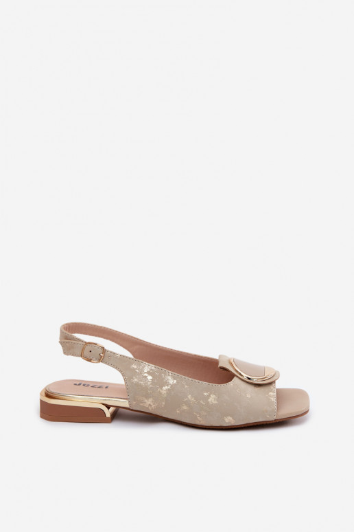 Sandalen met brede hakken en ornamenten in goud Glima