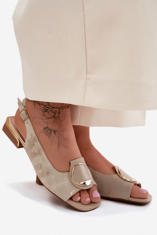 Sandalen met brede hakken en ornamenten in goud Glima