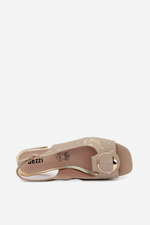 Sandalen met brede hakken en ornamenten in goud Glima