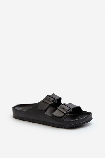 Heren slippers met gespen in zwarte kleur Avatara