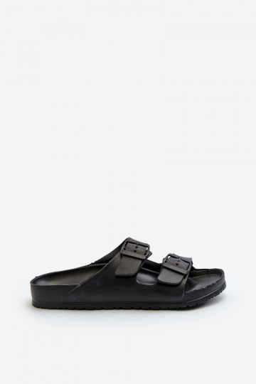 Heren slippers met gespen in zwarte kleur Avatara 2