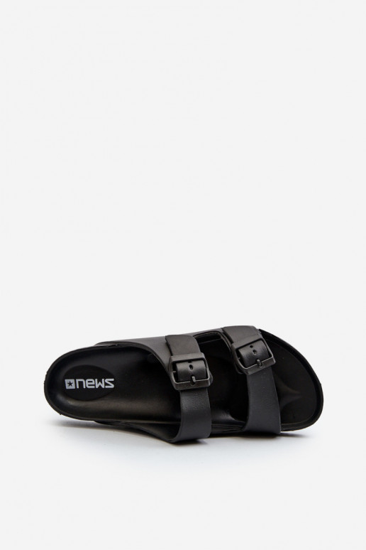 Heren slippers met gespen in zwarte kleur Avatara