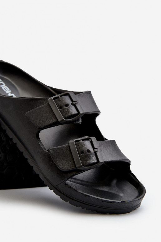 Heren slippers met gespen in zwarte kleur Avatara