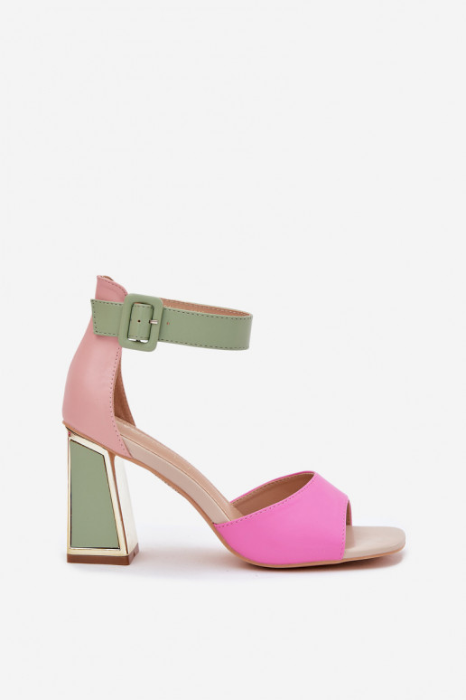 Elegante stijl dames hoge hak sandalen in roze en groen Rosazara