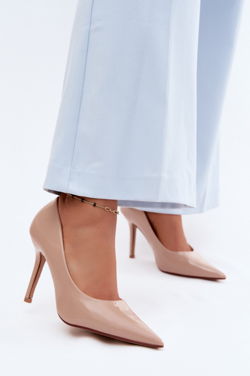 Klassieke gelakte stilettosImitacji Skóry beige Odira