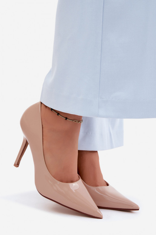 Klassieke gelakte stilettosImitacji Skóry beige Odira