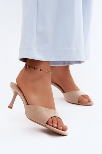 SlippersImitacji van suèdeu met dunne hakken beige Melissea 2