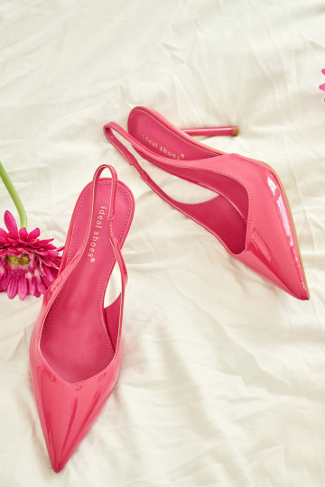 Roze gelakte hoge hakken sandalen van faux leer Calera