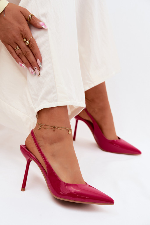 Roze gelakte hoge hakken sandalen van faux leer Calera