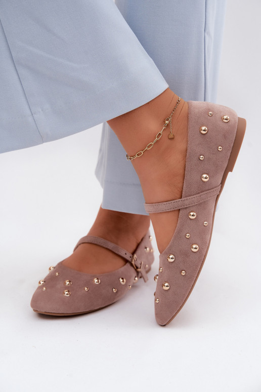 Ballerinas Met Decoratie I Strepenem beige Cuddly