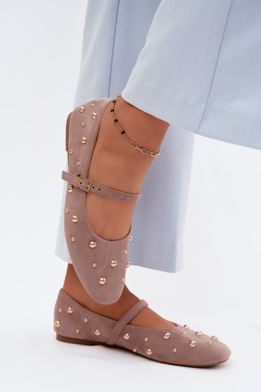 Ballerinas Met Decoratie I Strepenem beige Cuddly