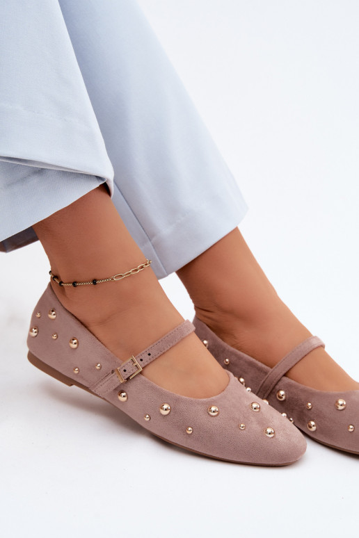 Ballerinas Met Decoratie I Strepenem beige Cuddly