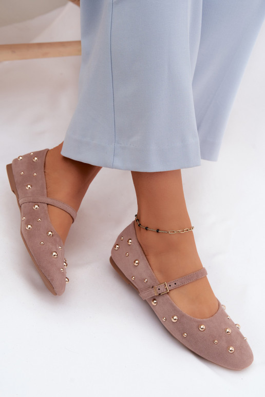 Ballerinas Met Decoratie I Strepenem beige Cuddly