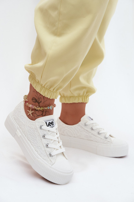 Casual schoenen met kantmotieven en platform LEE ISLA LACE INOMEN LOIN 50261003.1FG in wit
