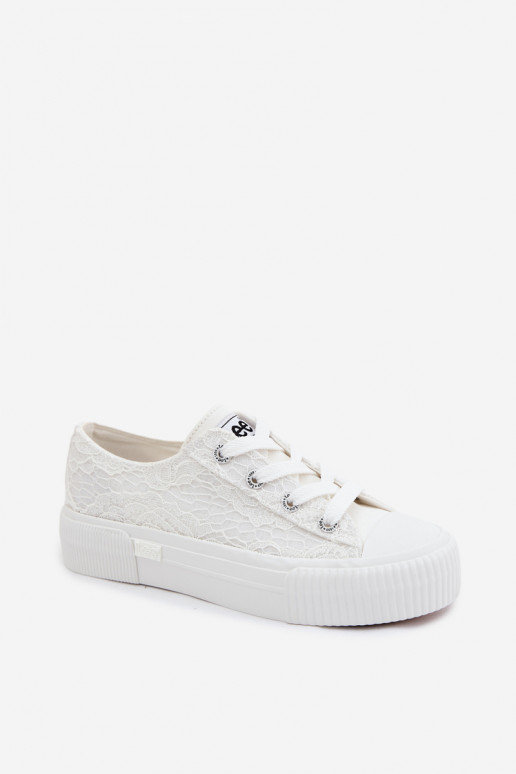 Casual schoenen met kantmotieven en platform LEE ISLA LACE INOMEN LOIN 50261003.1FG in wit