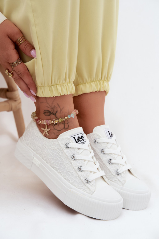 Casual schoenen met kantmotieven en platform LEE ISLA LACE INOMEN LOIN 50261003.1FG in wit