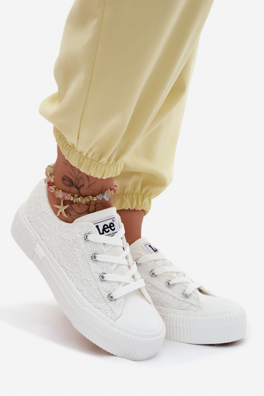 Casual schoenen met kantmotieven en platform LEE ISLA LACE INOMEN LOIN 50261003.1FG in wit
