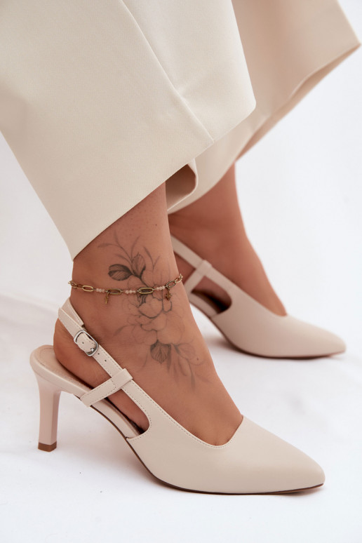 Dames sandalen met hak Sergio Leone SK157 in zandkleur