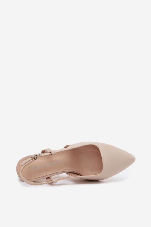 Dames sandalen met hak Sergio Leone SK157 in zandkleur