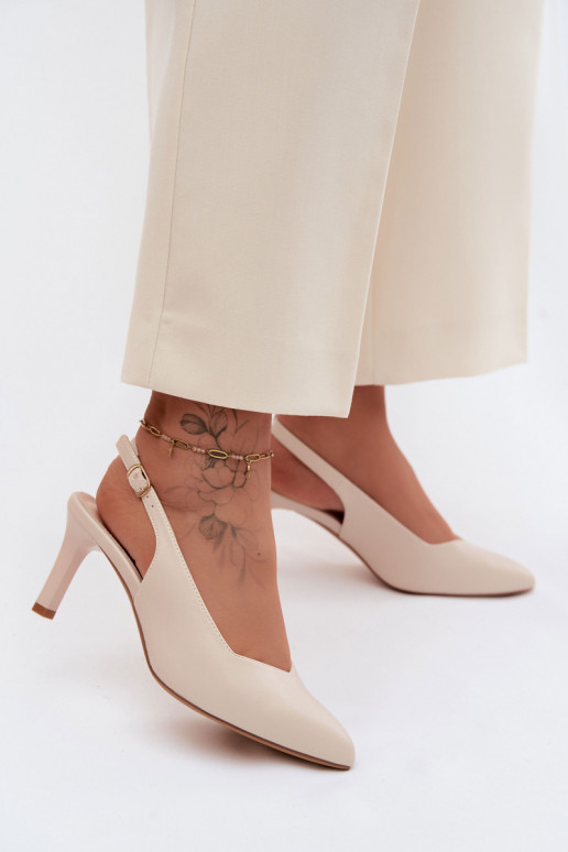 Dames sandalen op dunne hakken Sergio Leone SK158 in zandkleur
