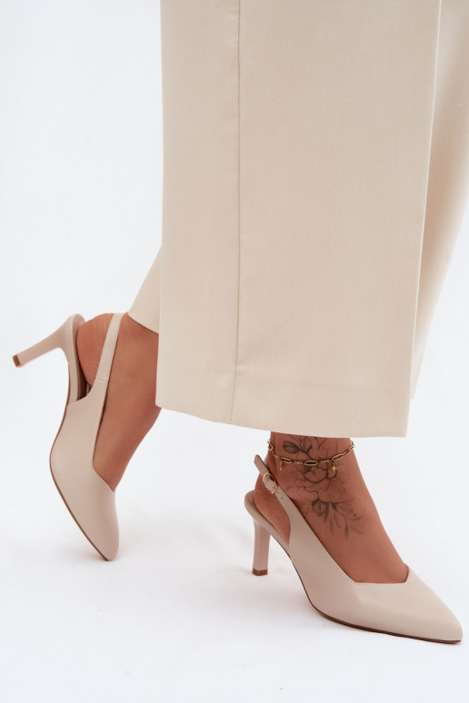 Dames sandalen op dunne hakken Sergio Leone SK158 in zandkleur