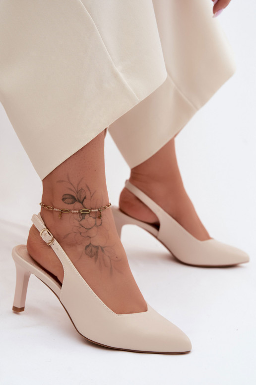 Dames sandalen op dunne hakken Sergio Leone SK158 in zandkleur